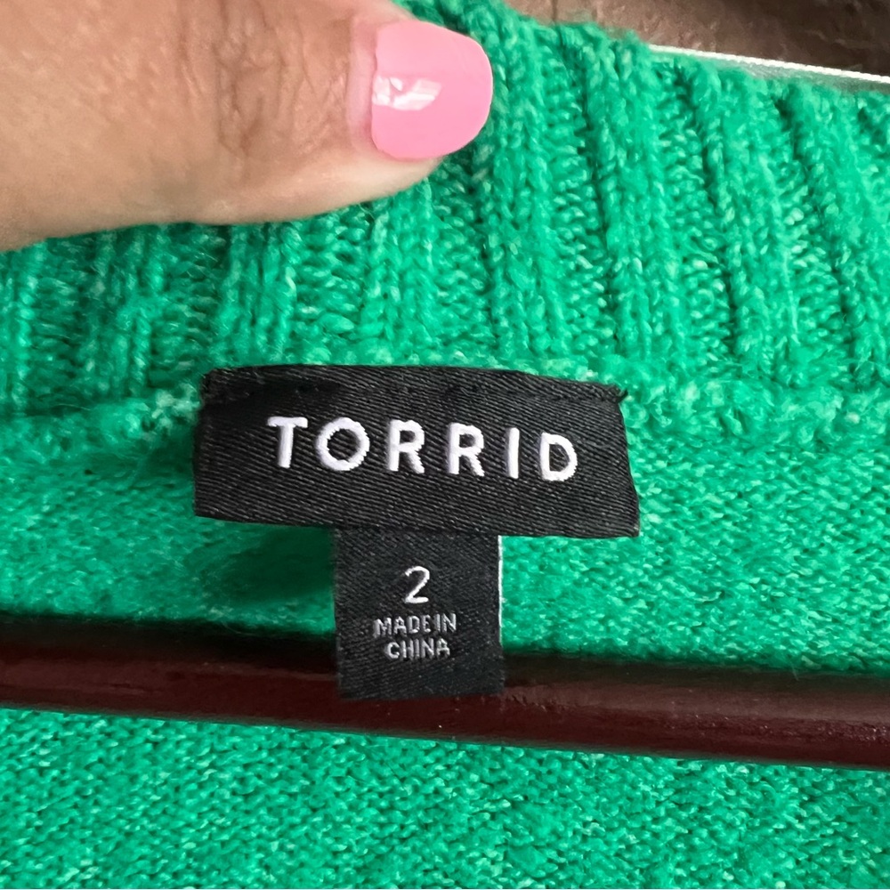 Torrid Green Boyfriend Cardigan Sweater Size 2 - Picture 5 of 10